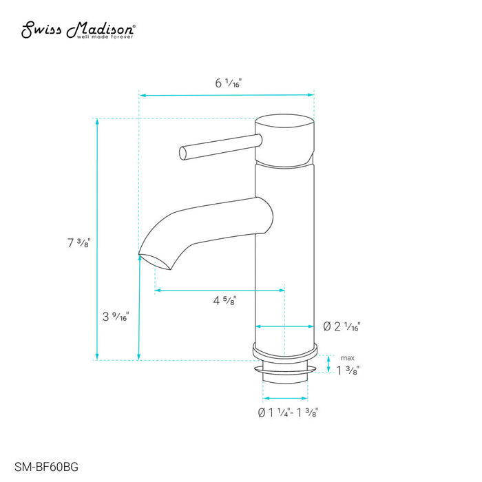 Swiss Madison Ivy Single Hole, Single-Handle, Bathroom Faucet in Brushed Gold - SM-BF60BG