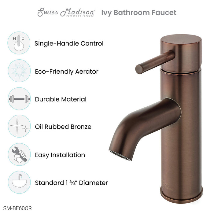 Swiss Madison Ivy Single Hole, Single-Handle, Bathroom Faucet in Oil Rubbed Bronze - SM-BF60OR