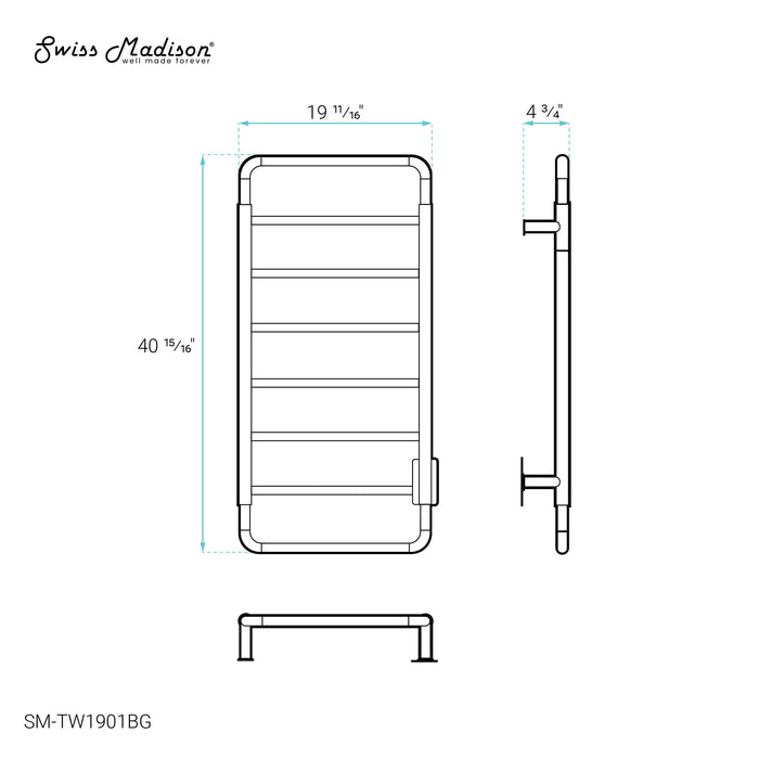 Swiss Madison Ivy 8-Bar Electric Towel Warmer in Brushed Gold - SM-TW1901BG