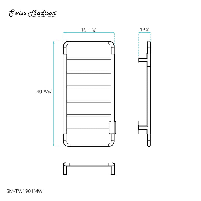 Swiss Madison Ivy 8-Bar Electric Towel Warmer in Matte White - SM-TW1901MW