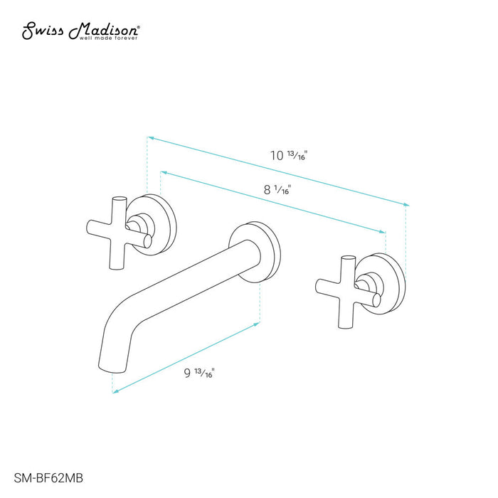 Swiss Madison Ivy Double-Cross Handle Valve, Wall-Mount, Bathroom Faucet in Matte Black - SM-BF62MB