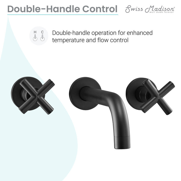 Swiss Madison Ivy Double-Cross Handle Valve, Wall-Mount, Bathroom Faucet in Matte Black - SM-BF62MB