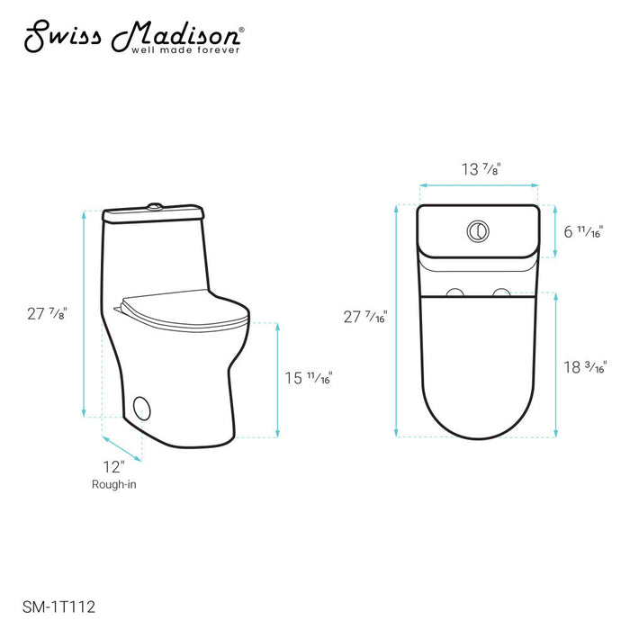 Swiss Madison Ivy One-Piece Elongated Toilet Vortex Dual-Flush 1.1/1.6 gpf - SM-1T112