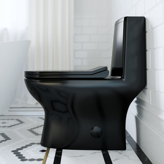 Swiss Madison Ivy One Piece Toilet Dual Vortex Flush in Glossy Black 1.1/1.6 gpf - SM-1T112GB