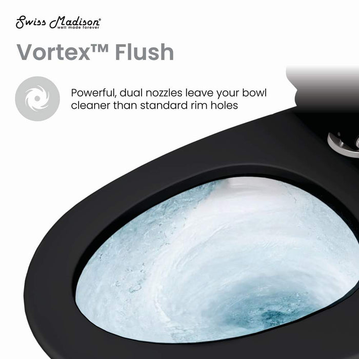 Swiss Madison Ivy One Piece Toilet Dual Vortex Flush in Glossy Black 1.1/1.6 gpf - SM-1T112GB