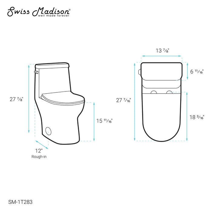 Swiss Madison Ivy One-Piece Toilet Left Side Flush 1.28 gpf - SM-1T283