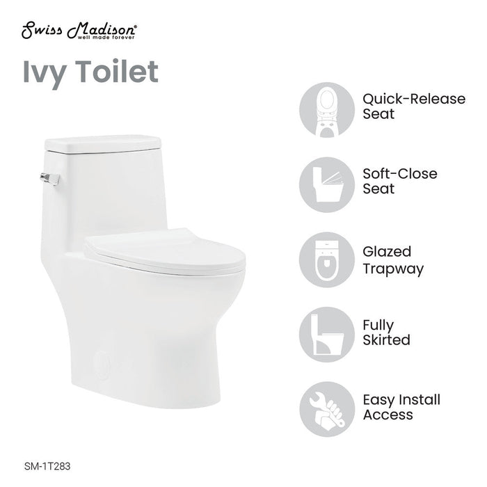 Swiss Madison Ivy One-Piece Toilet Left Side Flush 1.28 gpf - SM-1T283