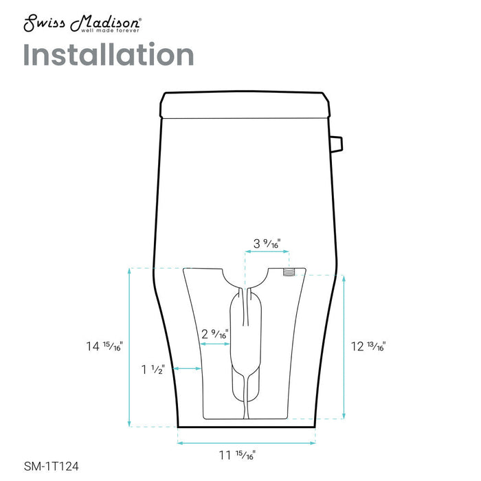 Swiss Madison Ivy One-Piece Elongated Toilet Left Side Flush, 10" Rough-In 1.28 gpf - SM-1T124