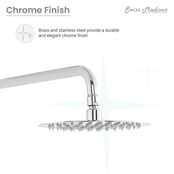 Swiss Madison Ivy Single-Handle 1 Spray 8" Wall Mounted Fixed Shower Head in Chrome (Valve Included) - SM-SH00C