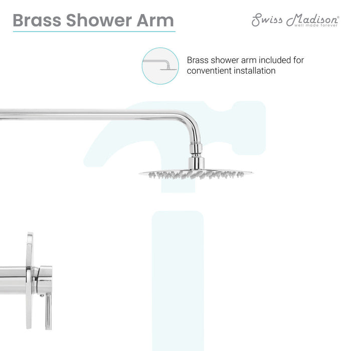 Swiss Madison Ivy Single-Handle 1 Spray 8" Wall Mounted Fixed Shower Head in Chrome (Valve Included) - SM-SH00C