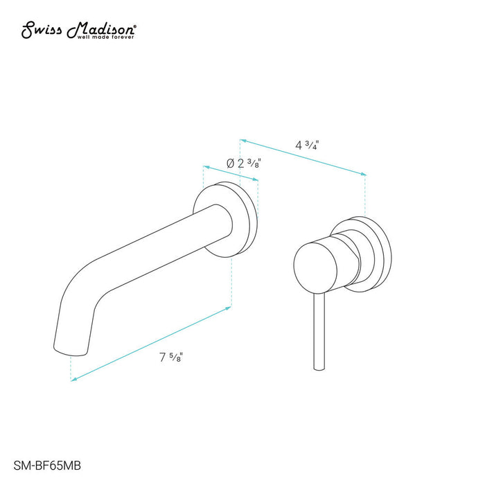 Swiss Madison Ivy Single-Handle, Wall-Mount, Bathroom Faucet in Matte Black - SM-BF65MB