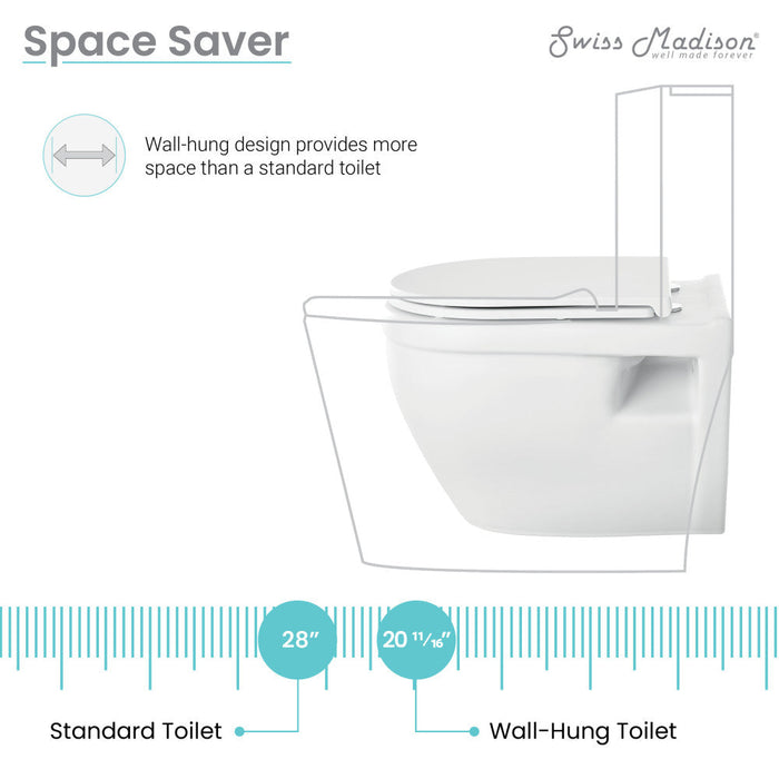 Swiss Madison Ivy Wall-Hung Elongated Toilet Bowl Only in Matte White - SM-WT450MW