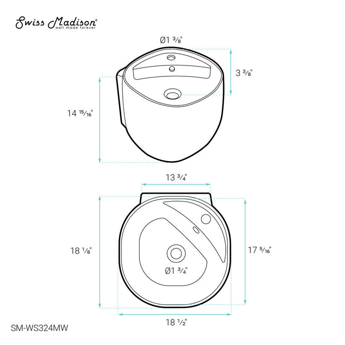 Swiss Madison Ivy Wall-Mount Sink in Matte White - SM-WS324MW