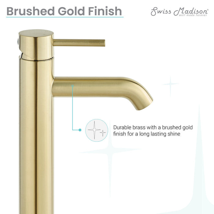 Swiss Madison Ivy Single Hole, Single-Handle, High Arc Bathroom Faucet in Brushed Gold - SM-BF61BG