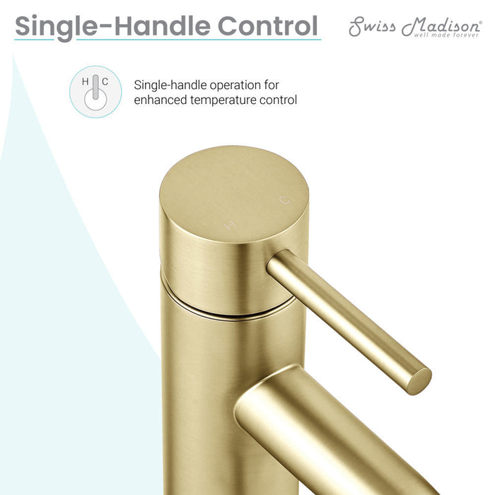 Swiss Madison Ivy Single Hole, Single-Handle, High Arc Bathroom Faucet in Brushed Gold - SM-BF61BG