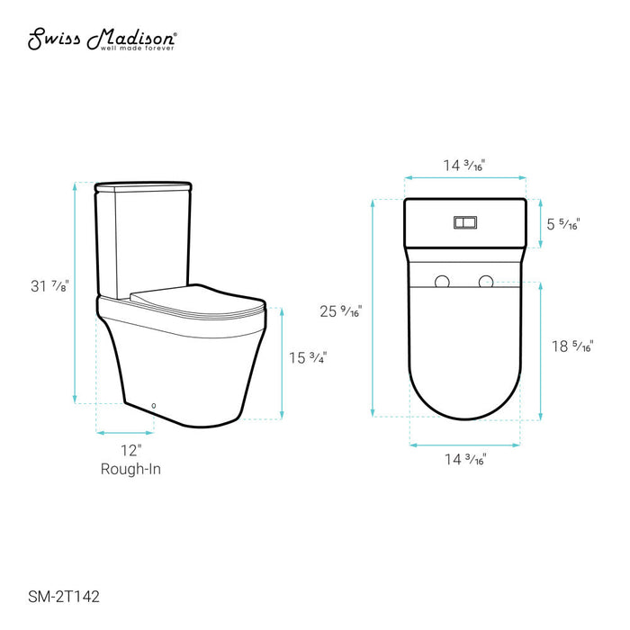 Swiss Madison Lamarck Two-Piece Elongated Toilet Dual-Flush 1.1/1.6 gpf - SM-2T142