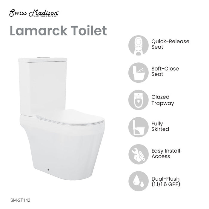 Swiss Madison Lamarck Two-Piece Elongated Toilet Dual-Flush 1.1/1.6 gpf - SM-2T142