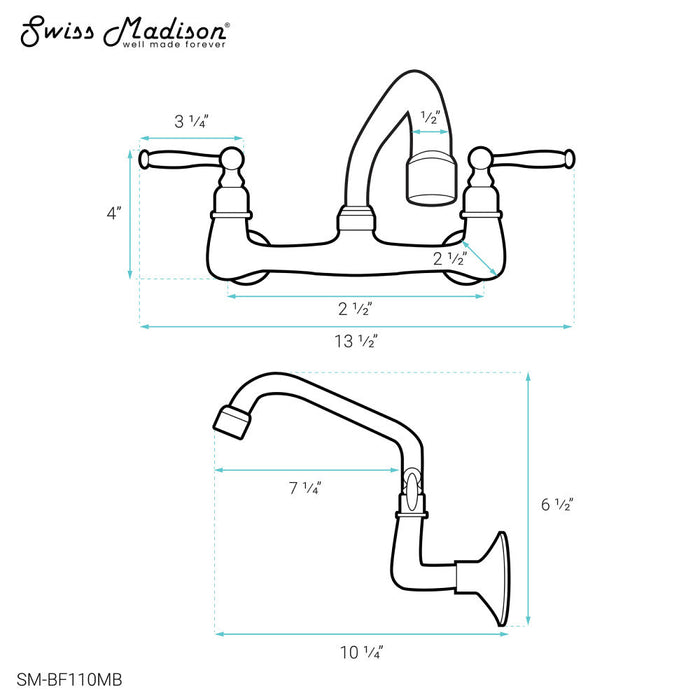 Swiss Madison Loire Wall-Mounted Faucet in Matte Black - SM-BF110MB