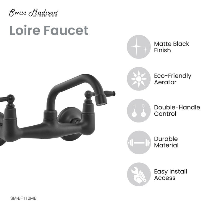 Swiss Madison Loire Wall-Mounted Faucet in Matte Black - SM-BF110MB