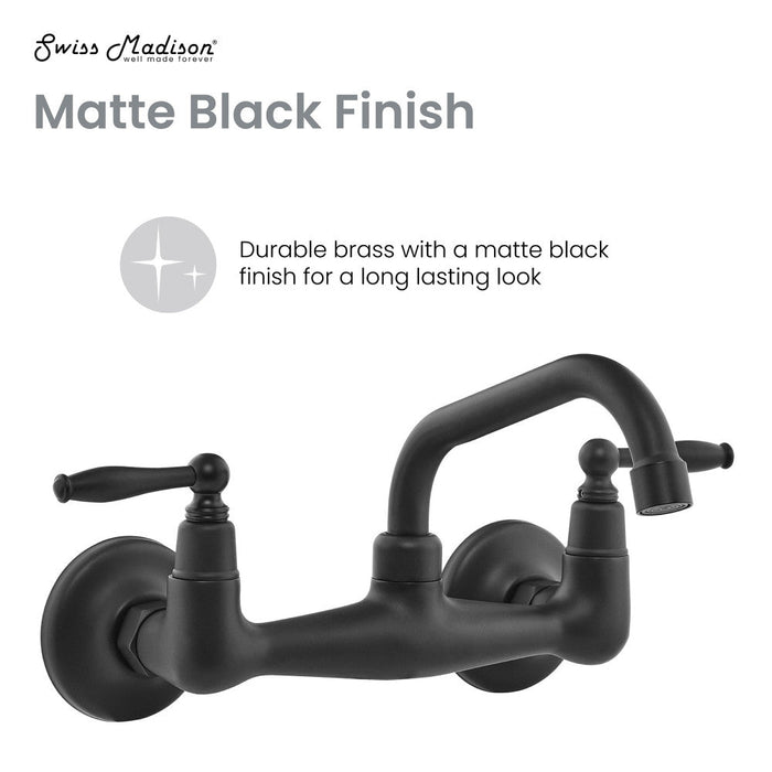 Swiss Madison Loire Wall-Mounted Faucet in Matte Black - SM-BF110MB