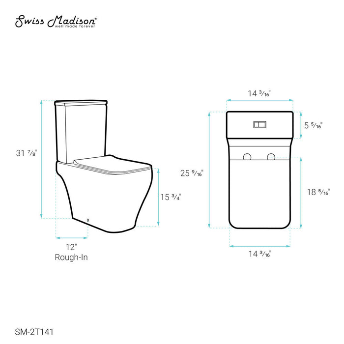 Swiss Madison Nadar Two-Piece Elongated Toilet Dual-Flush 1.1/1.6 gpf - SM-2T141