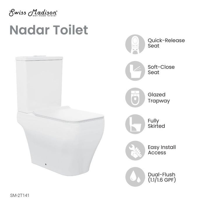 Swiss Madison Nadar Two-Piece Elongated Toilet Dual-Flush 1.1/1.6 gpf - SM-2T141