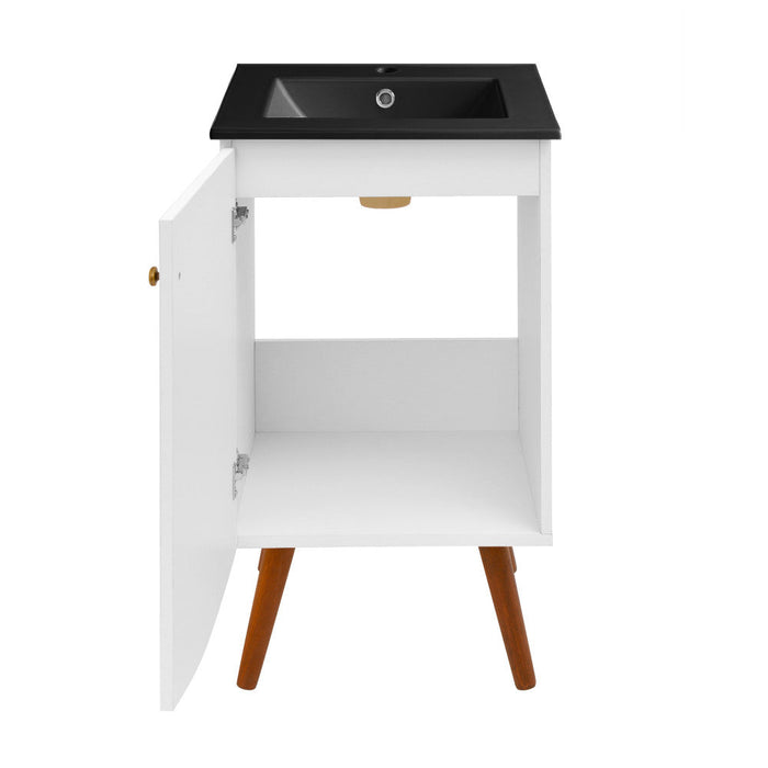 Swiss Madison Manoir 18 in. White Bathroom Vanity With Black Ceramic Sink Top - SM-BV650MB