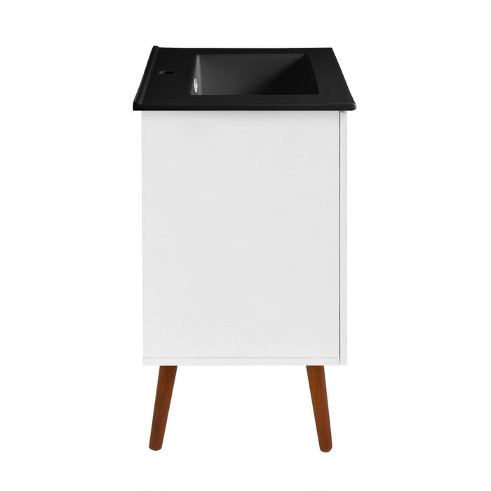 Swiss Madison Manoir 18 in. White Bathroom Vanity With Black Ceramic Sink Top - SM-BV650MB