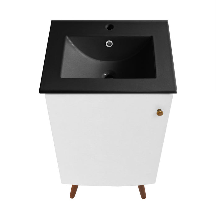 Swiss Madison Manoir 18 in. White Bathroom Vanity With Black Ceramic Sink Top - SM-BV650MB