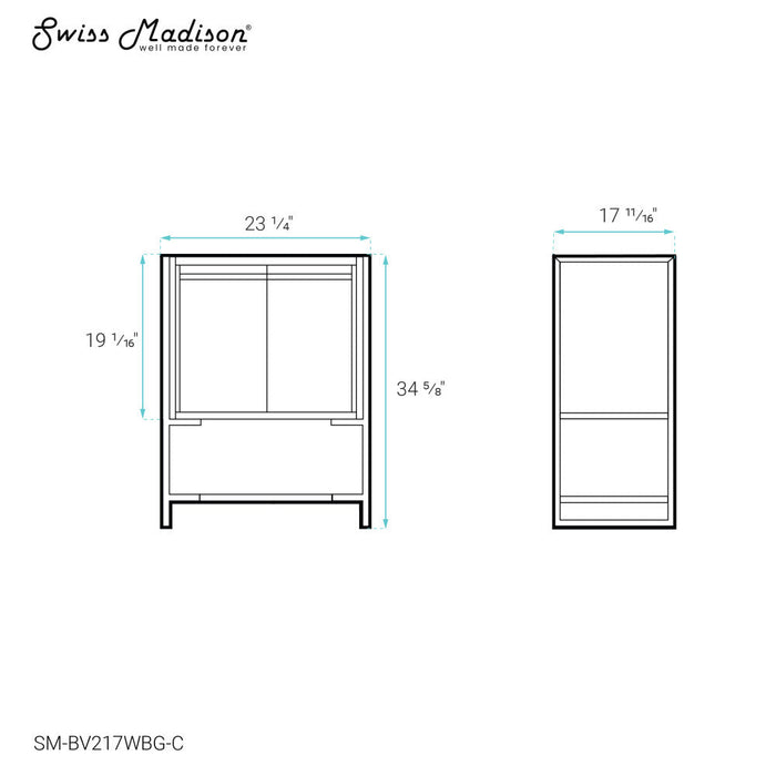 Swiss Madison Marseille 24 Bathroom Vanity in White and Brushed Gold Cabinet Only (SM-BV217WBG) - SM-BV217WBG-C