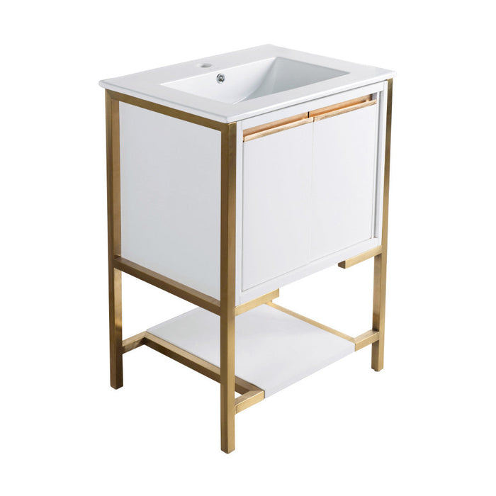 Swiss Madison Marseille 24" Bathroom Vanity in White and Brushed Gold - SM-BV217WBG