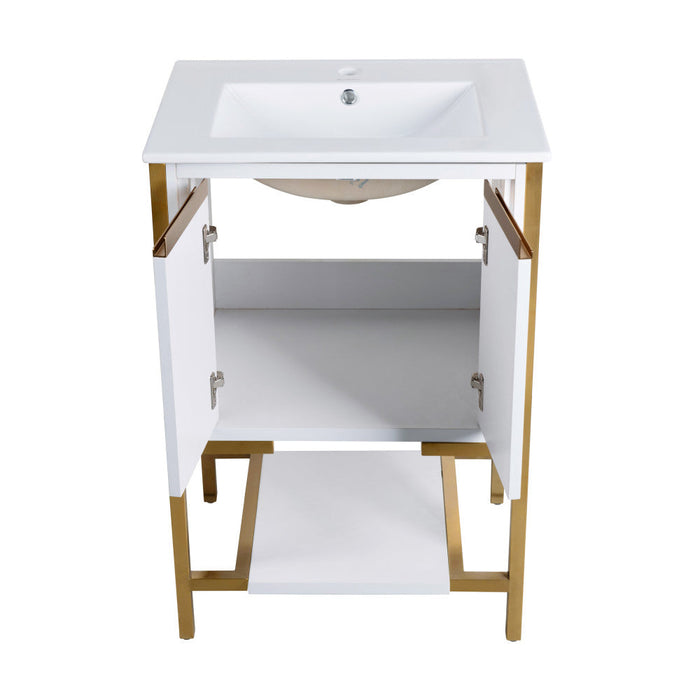 Swiss Madison Marseille 24" Bathroom Vanity in White and Brushed Gold - SM-BV217WBG