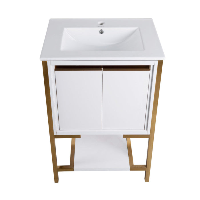 Swiss Madison Marseille 24" Bathroom Vanity in White and Brushed Gold - SM-BV217WBG