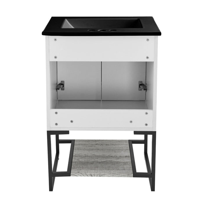 Swiss Madison Marseille 24 in. Gray Oak Bathroom Vanity With Black, 3-Hole Ceramic Sink Top - SM-BV142-3MB