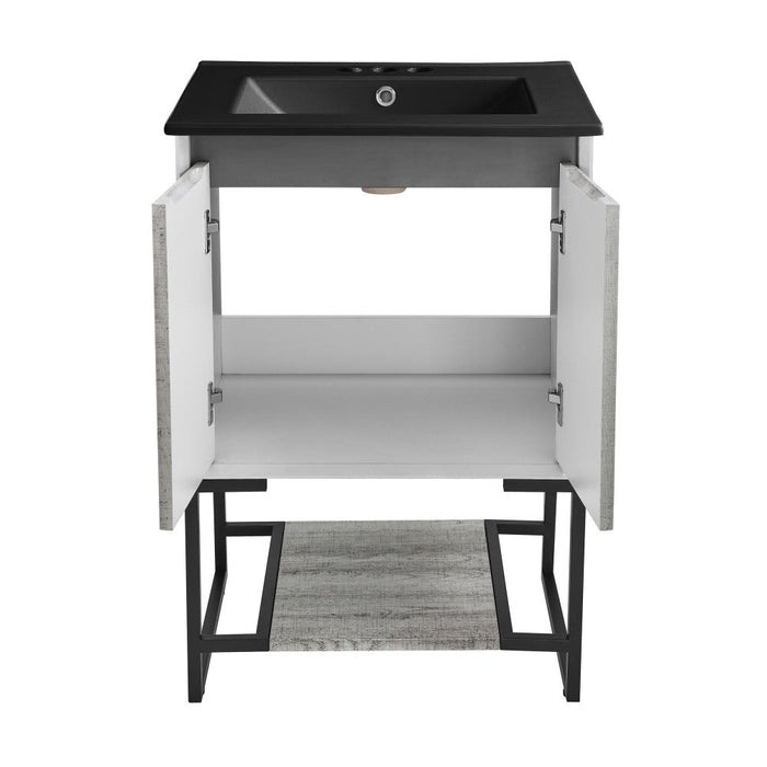 Swiss Madison Marseille 24 in. Gray Oak Bathroom Vanity With Black, 3-Hole Ceramic Sink Top - SM-BV142-3MB