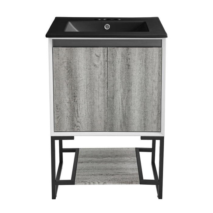 Swiss Madison Marseille 24 in. Gray Oak Bathroom Vanity With Black, 3-Hole Ceramic Sink Top - SM-BV142-3MB