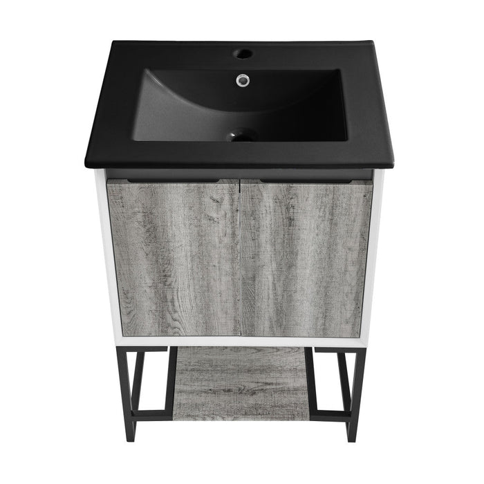 Swiss Madison Marseille 24 in. Gray Oak Bathroom Vanity With Black Ceramic Sink Top - SM-BV142MB