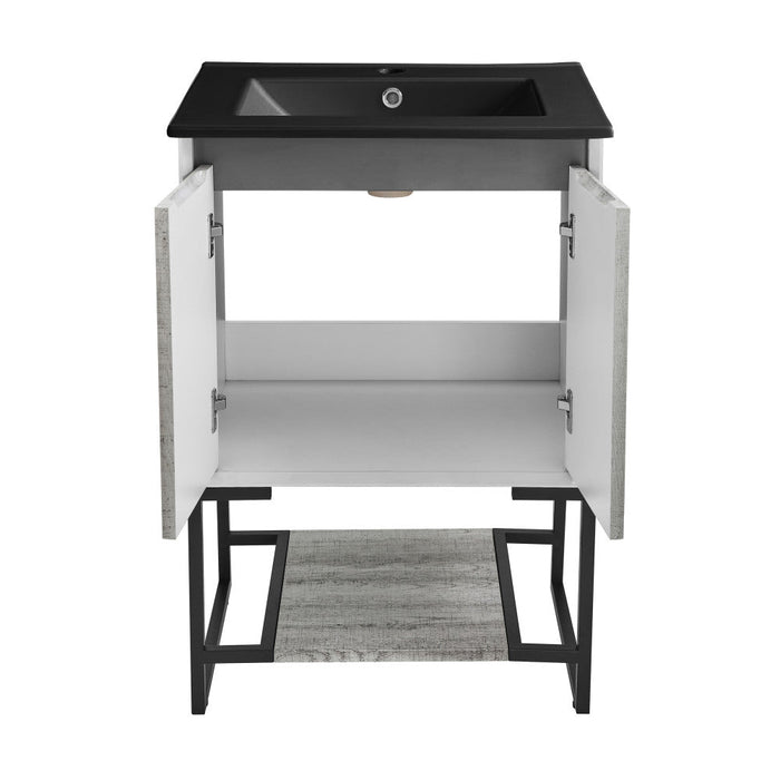 Swiss Madison Marseille 24 in. Gray Oak Bathroom Vanity With Black Ceramic Sink Top - SM-BV142MB