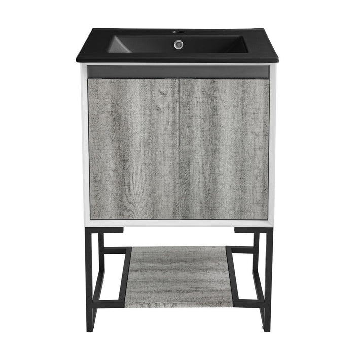 Swiss Madison Marseille 24 in. Gray Oak Bathroom Vanity With Black Ceramic Sink Top - SM-BV142MB