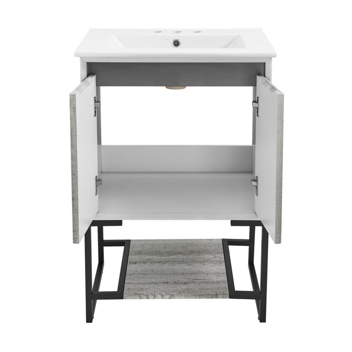 Swiss Madison Marseille 24 in. Gray Oak Bathroom Vanity With White, 3-Hole Ceramic Sink Top - SM-BV142-3