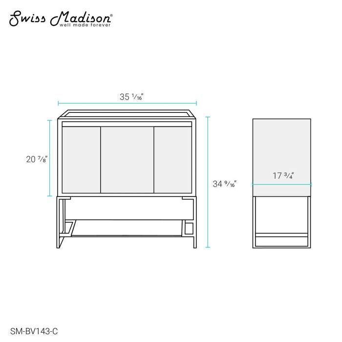 Swiss Madison Marseille 36" Bathroom Vanity in Oak - Cabinet Only - SM-BV143-C