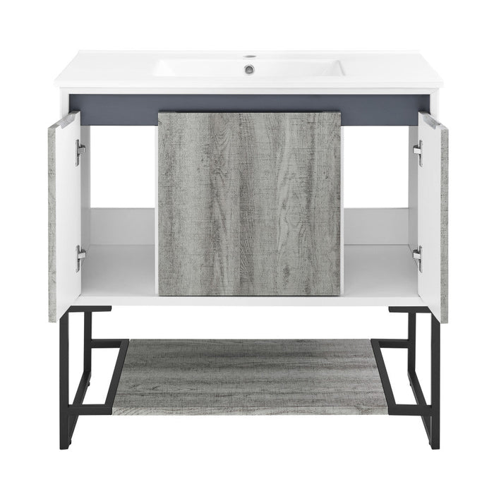 Swiss Madison Marseille 36 Single, Two Doors, One drawer, Open Shelf Bathroom Vanity - SM-BV143