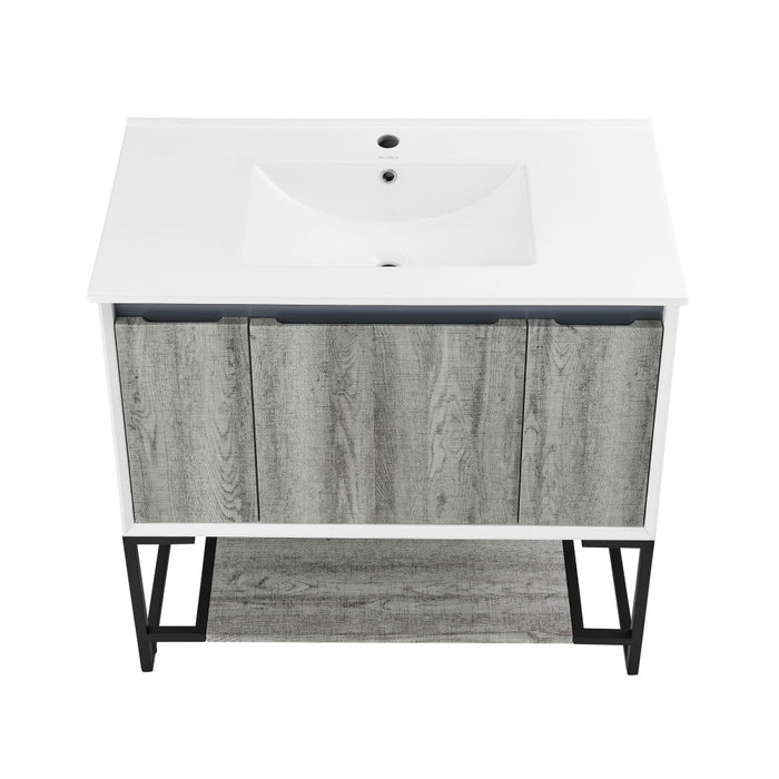 Swiss Madison Marseille 36 Single, Two Doors, One drawer, Open Shelf Bathroom Vanity - SM-BV143