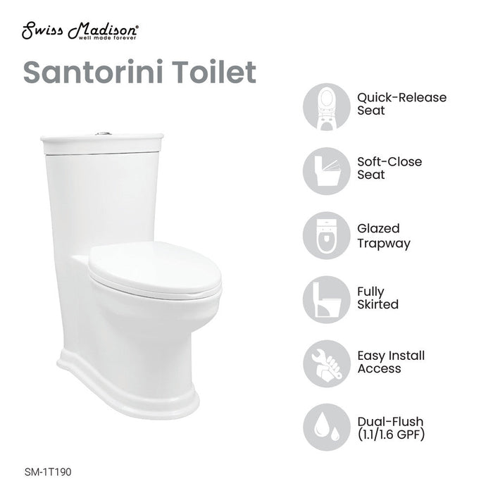 Swiss Madison Santorini One-Piece Elongated Toilet Dual-Flush 1.1/1.6 gpf - SM-1T190