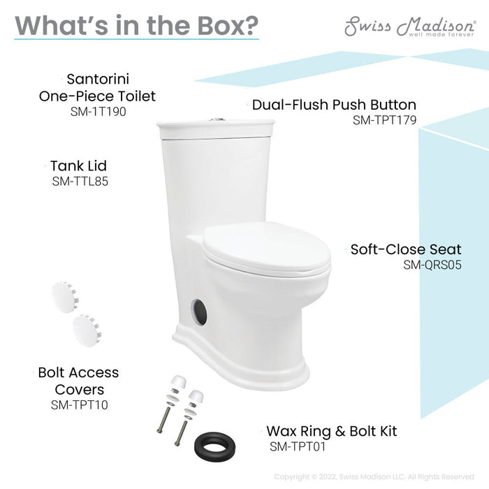 Swiss Madison Santorini One-Piece Elongated Toilet Dual-Flush 1.1/1.6 gpf - SM-1T190