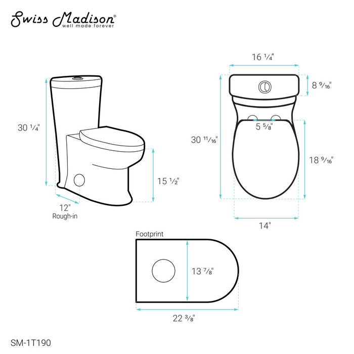 Swiss Madison Santorini One-Piece Elongated Toilet Dual-Flush 1.1/1.6 gpf - SM-1T190