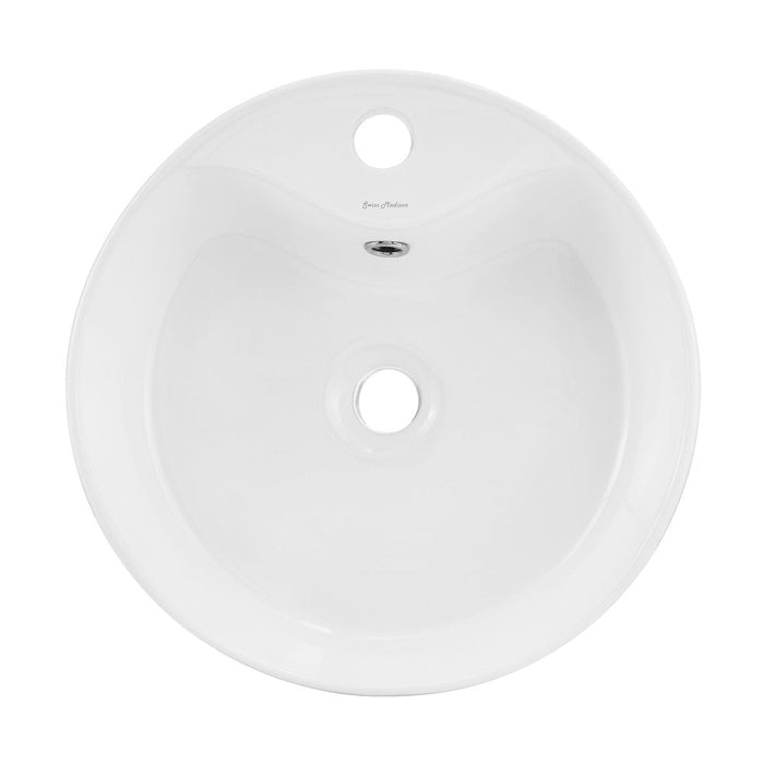 Swiss Madison Monaco 15.75" Round Console Sink with Faucet Mount, White Basin Matte Black Legs - SM-CS800MB