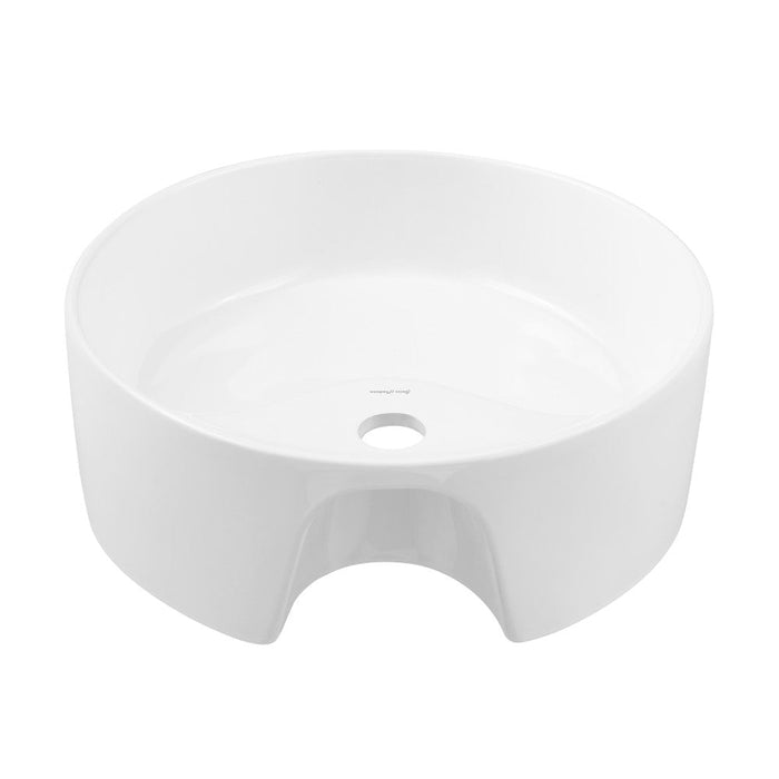 Swiss Madison Monaco 15.75" Round Console Sink with Faucet Mount, White Basin Matte Black Legs - SM-CS800MB