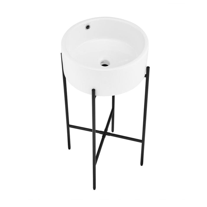 Swiss Madison Monaco 16.5" Round Console Sink, White Basin Matte Black Legs - SM-CS801MB