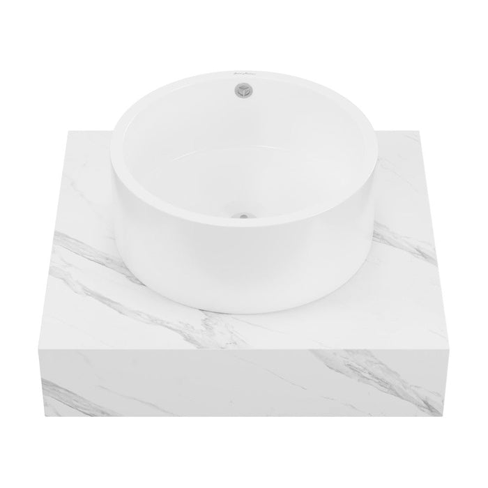 Swiss Madison Monaco 24" Floating Bathroom Shelf with Vessel Sink in White Marble - SM-WSM600